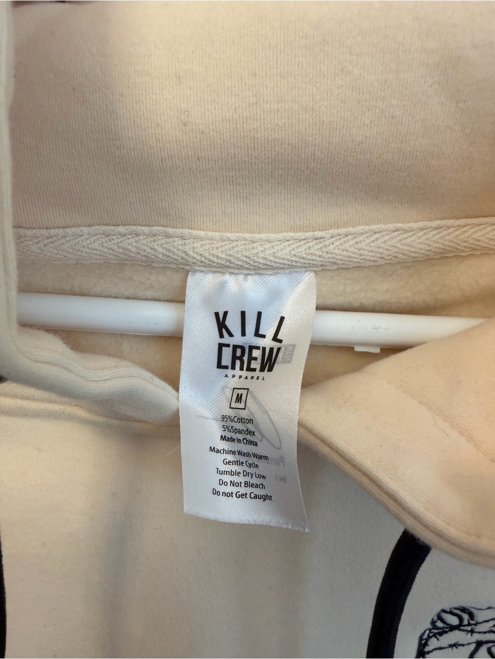 Kill Crew Cropped Hoodie in Cream Sz M - Picture 8 of 12